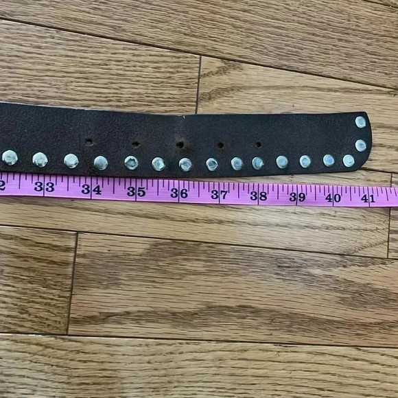[M-Max42”]Vintage Stephen Collins  Brown Leather Studded Men Belt - Picture 3 of 7